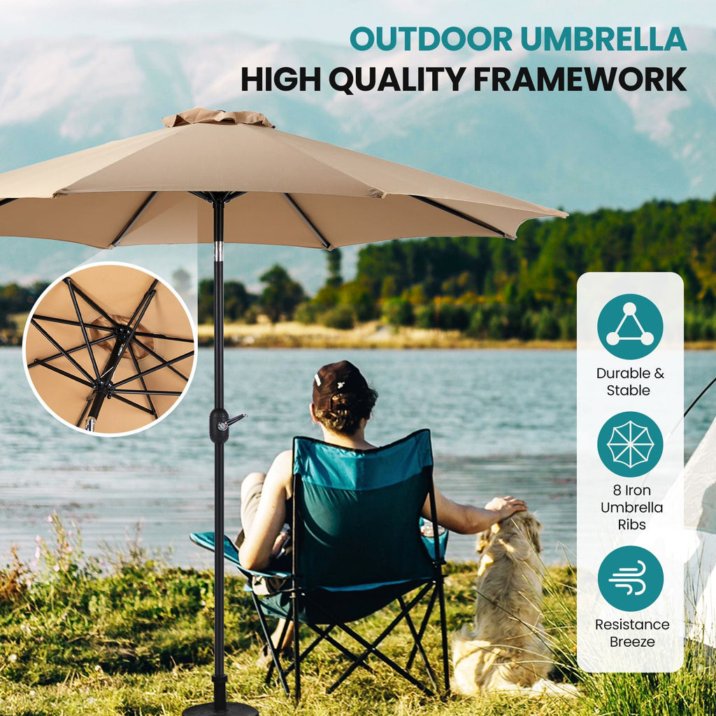 7 5 foot outdoor terrace sun umbrella with button tilt and hand cranking device 6 rib design uv15 waterproof fabric - im