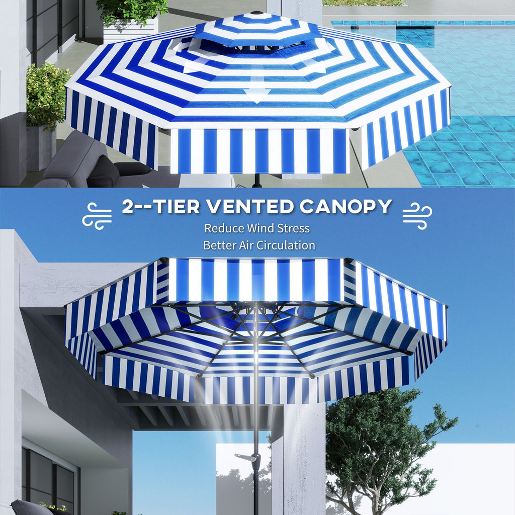 8 6ft patio umbrella upf 30 outdoor market umbrella 2 tier vented patio table umbrella with crank 8 ribs tiltable porch 