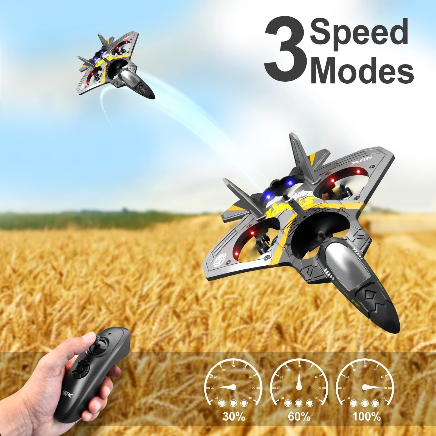 4drc v17 advanced remote control plane 2 4ghz 6ch epp model for kids adults gravity sensing stunts and light up features