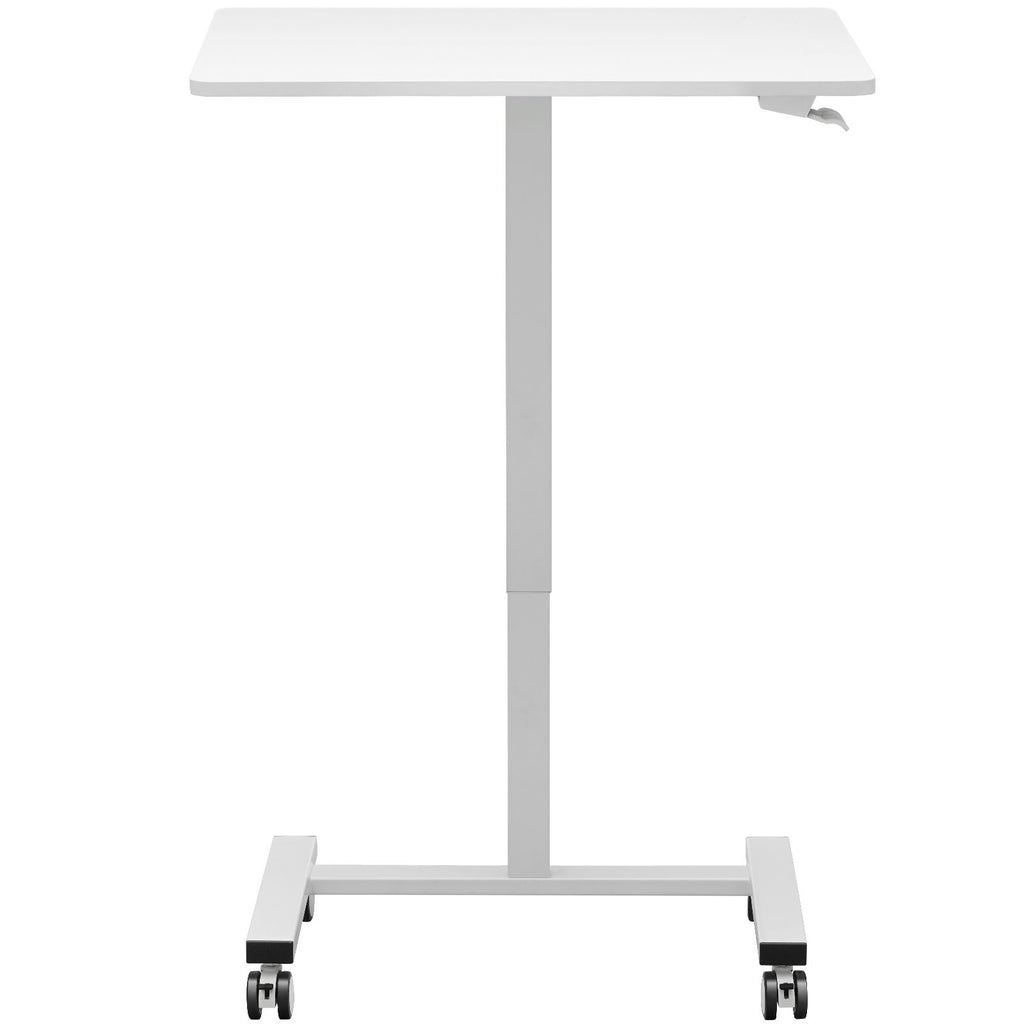 portable rolling laptop table gas spring height adjustable sit stand desk with 360 wheels for flexible home office solut