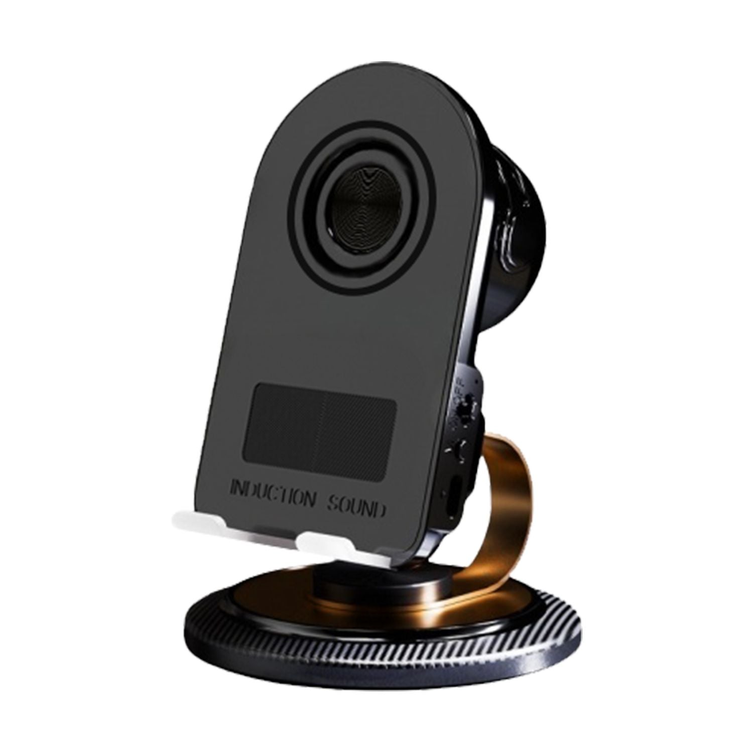 cell phone stand with instant wireless induction bluetooth speaker no bluetooth pairing needed 1 second connection hd su