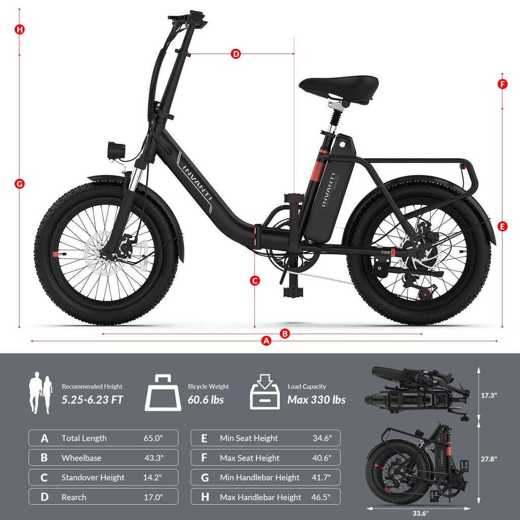  Invanti EB11 electric bike folded for compact storage, close-up side view