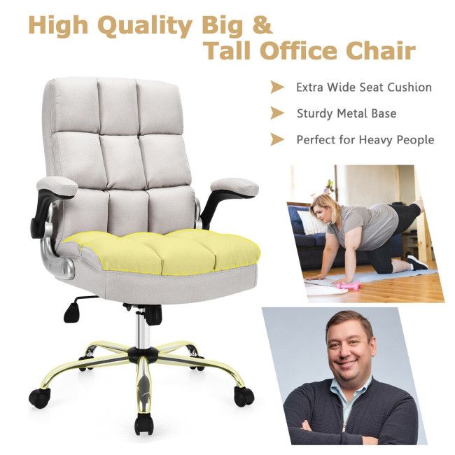 adjustable swivel office chair with high back and flip up arm for home and office - 