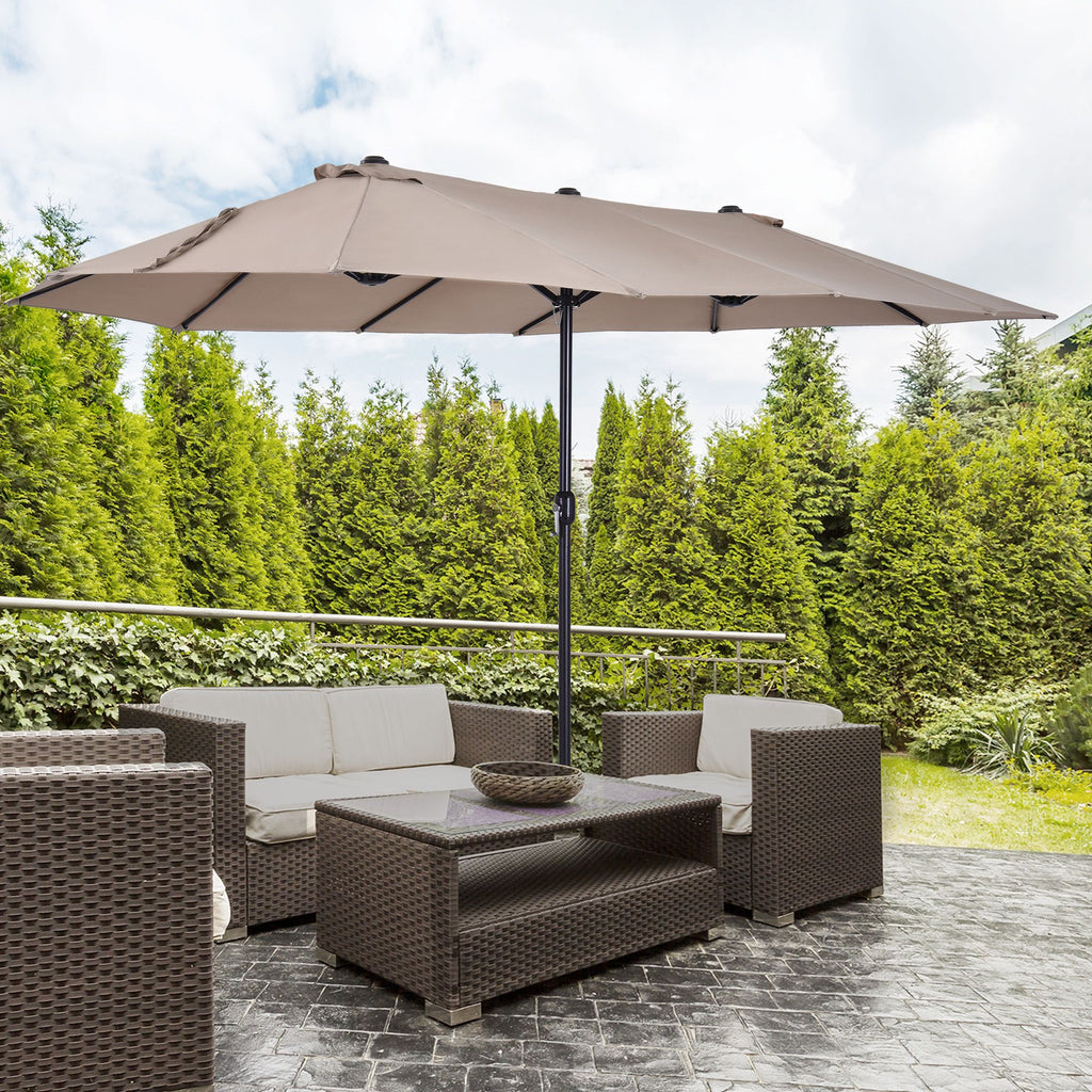 patio umbrella 15ft double sided outdoor market extra large umbrella with crank handle for deck lawn backyard and pool t
