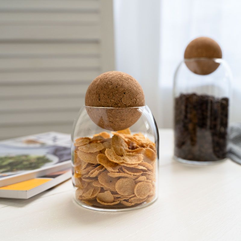 sealed glass storage jar with cork cap perfect for tea coffee dry foods - 