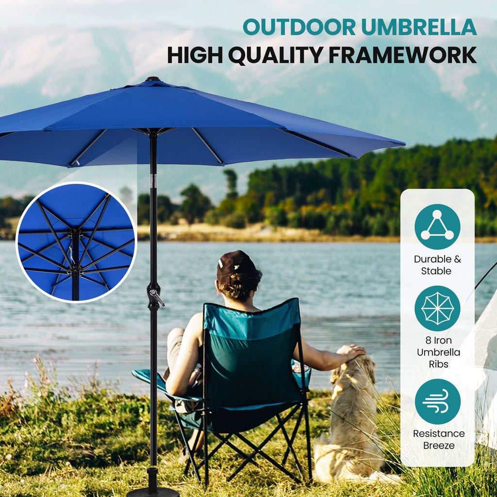 7 5 foot outdoor terrace sun umbrella with button tilt and hand cranking device 6 rib design uv15 waterproof fabric - im