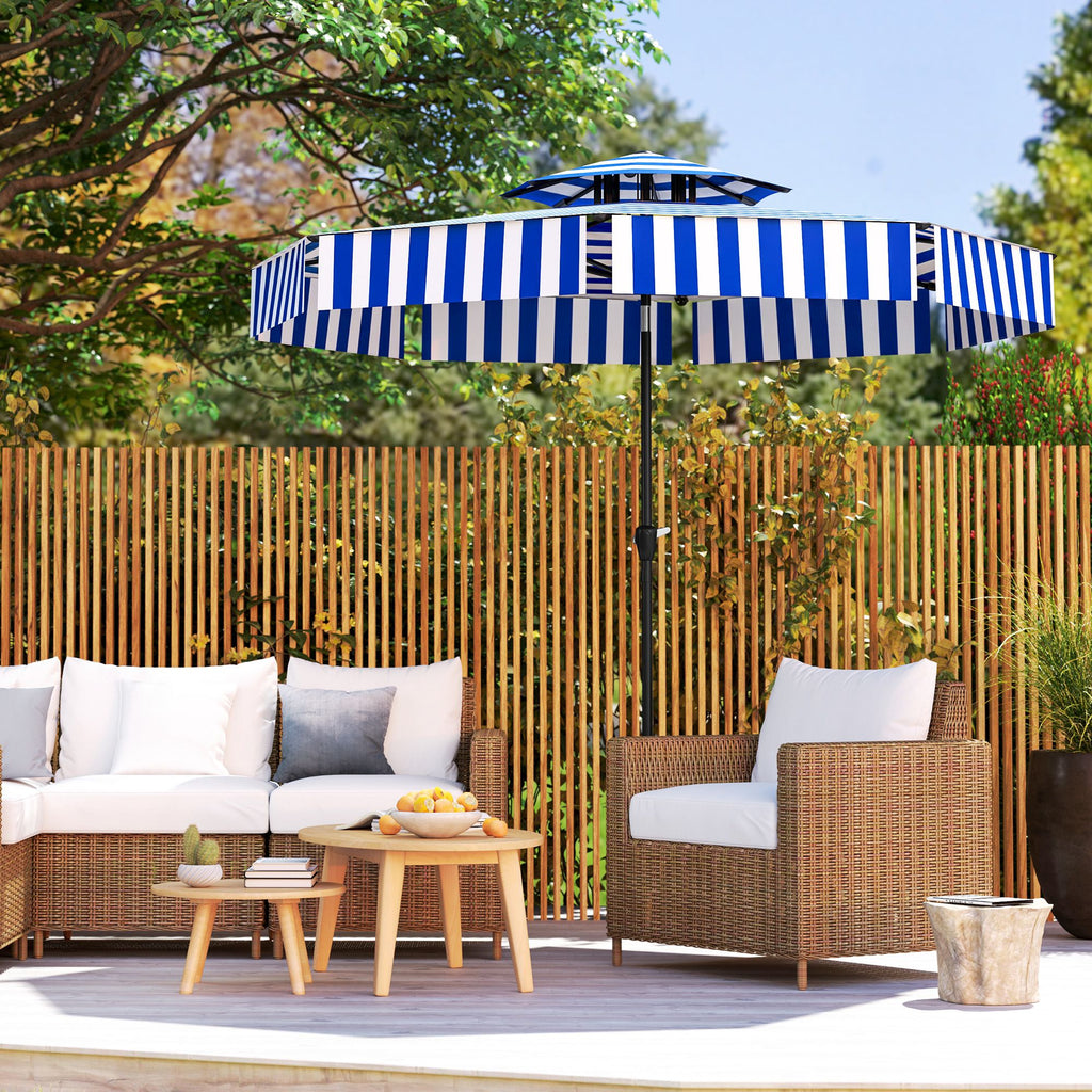 8 6ft patio umbrella upf 30 outdoor market umbrella 2 tier vented patio table umbrella with crank 8 ribs tiltable porch 