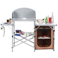 foldable outdoor bbq portable grilling table with windscreen bag - 