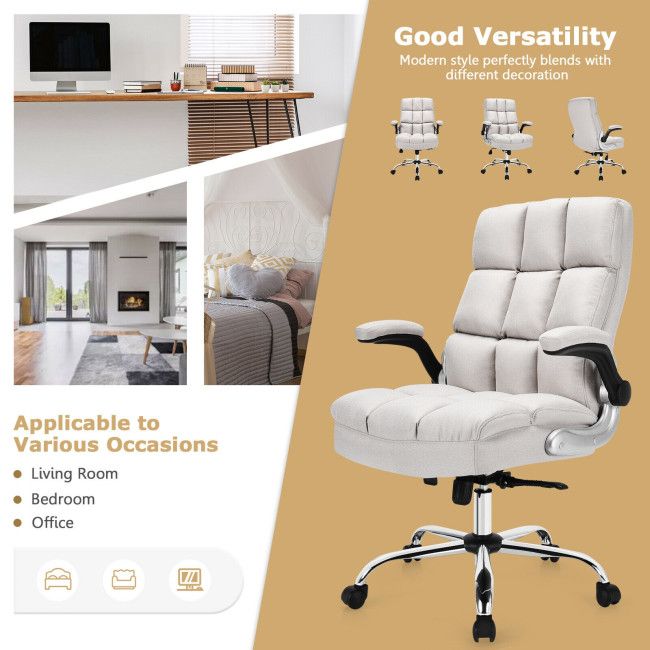 adjustable swivel office chair with high back and flip up arm for home and office - 