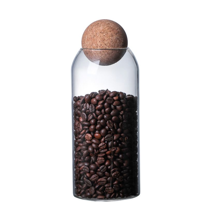 sealed glass storage jar with cork cap perfect for tea coffee dry foods - 