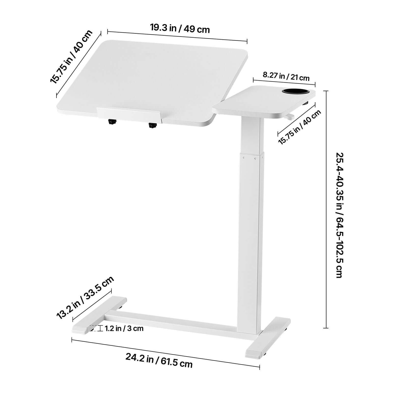 portable bedside table with adjustable height angle rolling laptop desk with flip top surface 4 hidden wheels cup holder