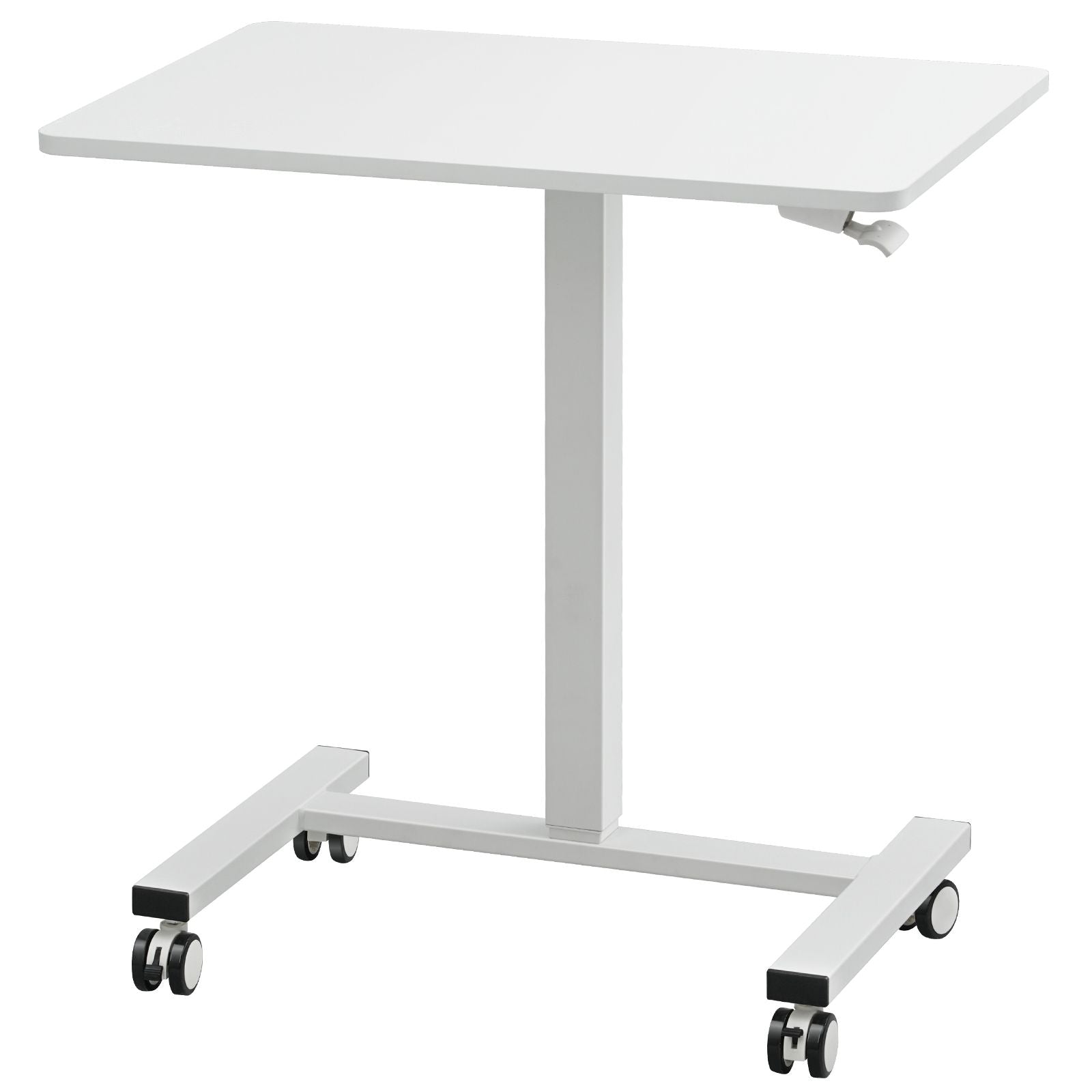 portable rolling laptop table gas spring height adjustable sit stand desk with 360 wheels for flexible home office solut