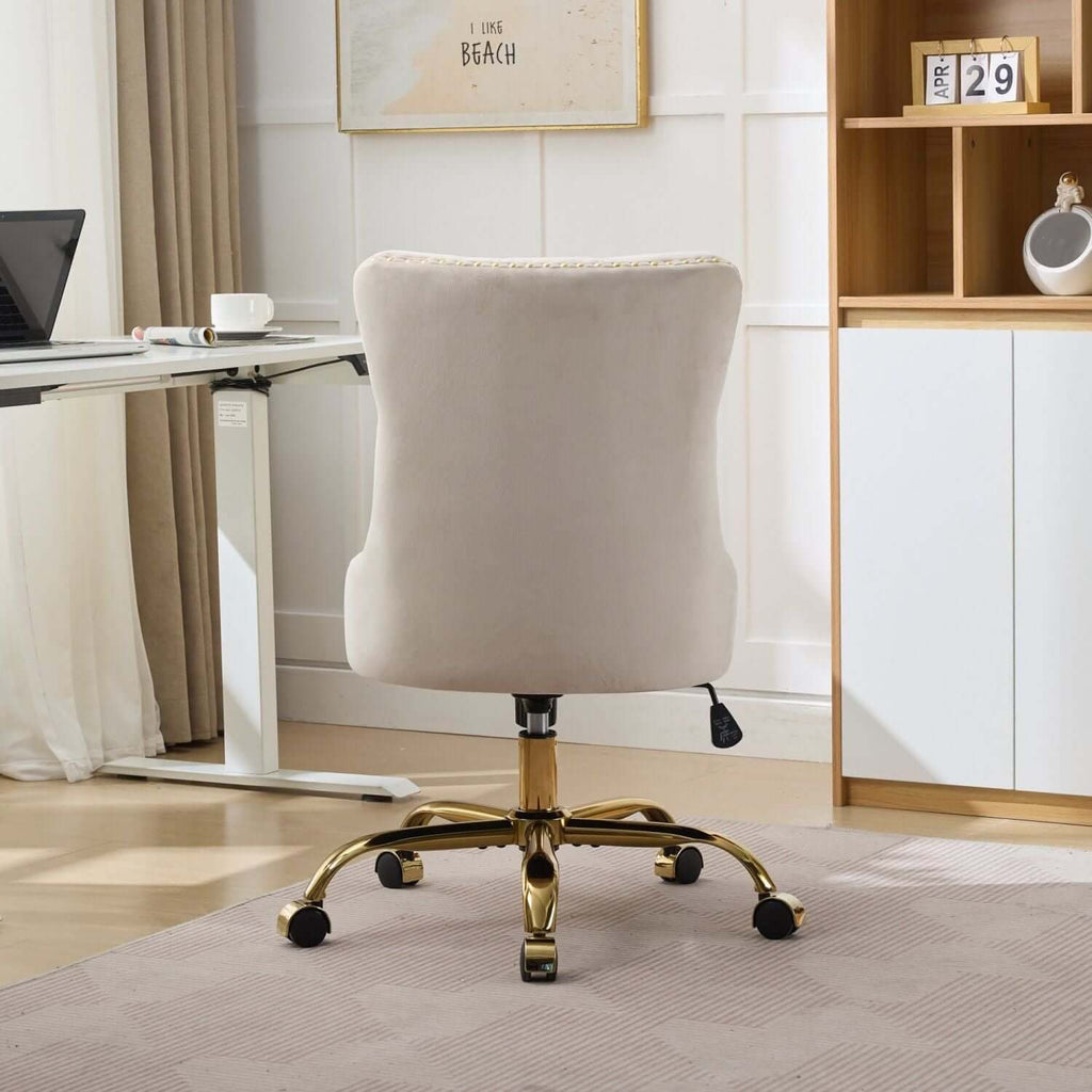 elegant velvet upholstered office chair with adjustable height swivel feature perfect for home or workspace - 