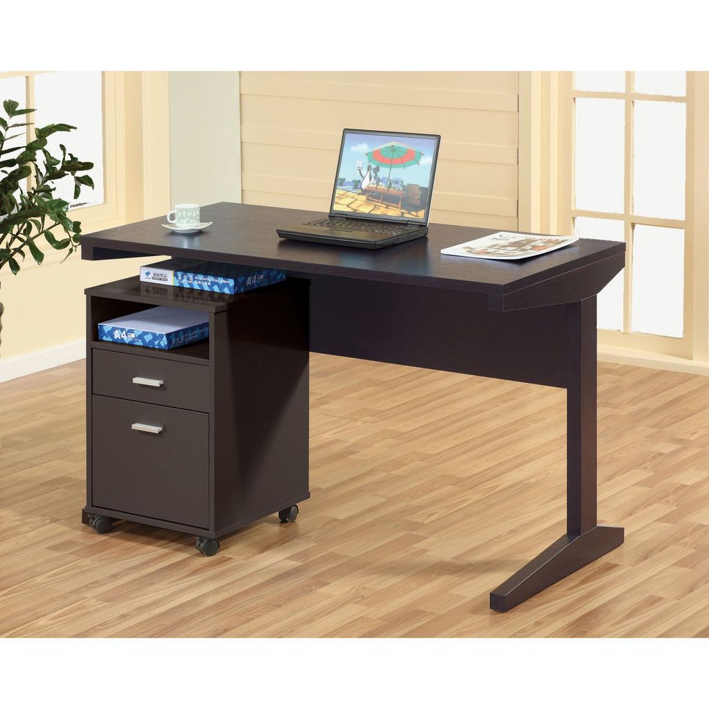 home office desk with modesty panel and detached file cabinet on locking wheels with two drawers file drawer cubby shelf