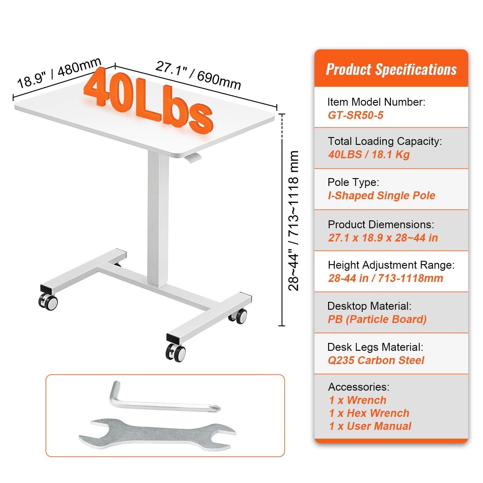 portable rolling laptop table gas spring height adjustable sit stand desk with 360 wheels for flexible home office solut