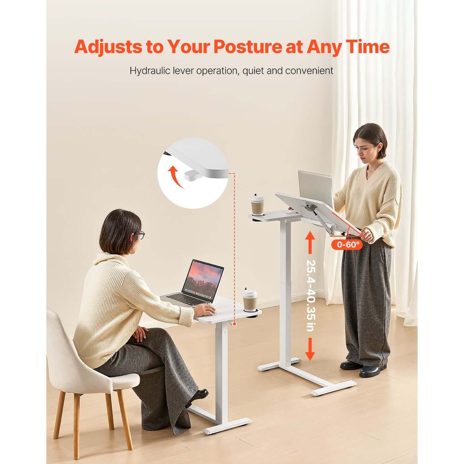 portable bedside table with adjustable height angle rolling laptop desk with flip top surface 4 hidden wheels cup holder