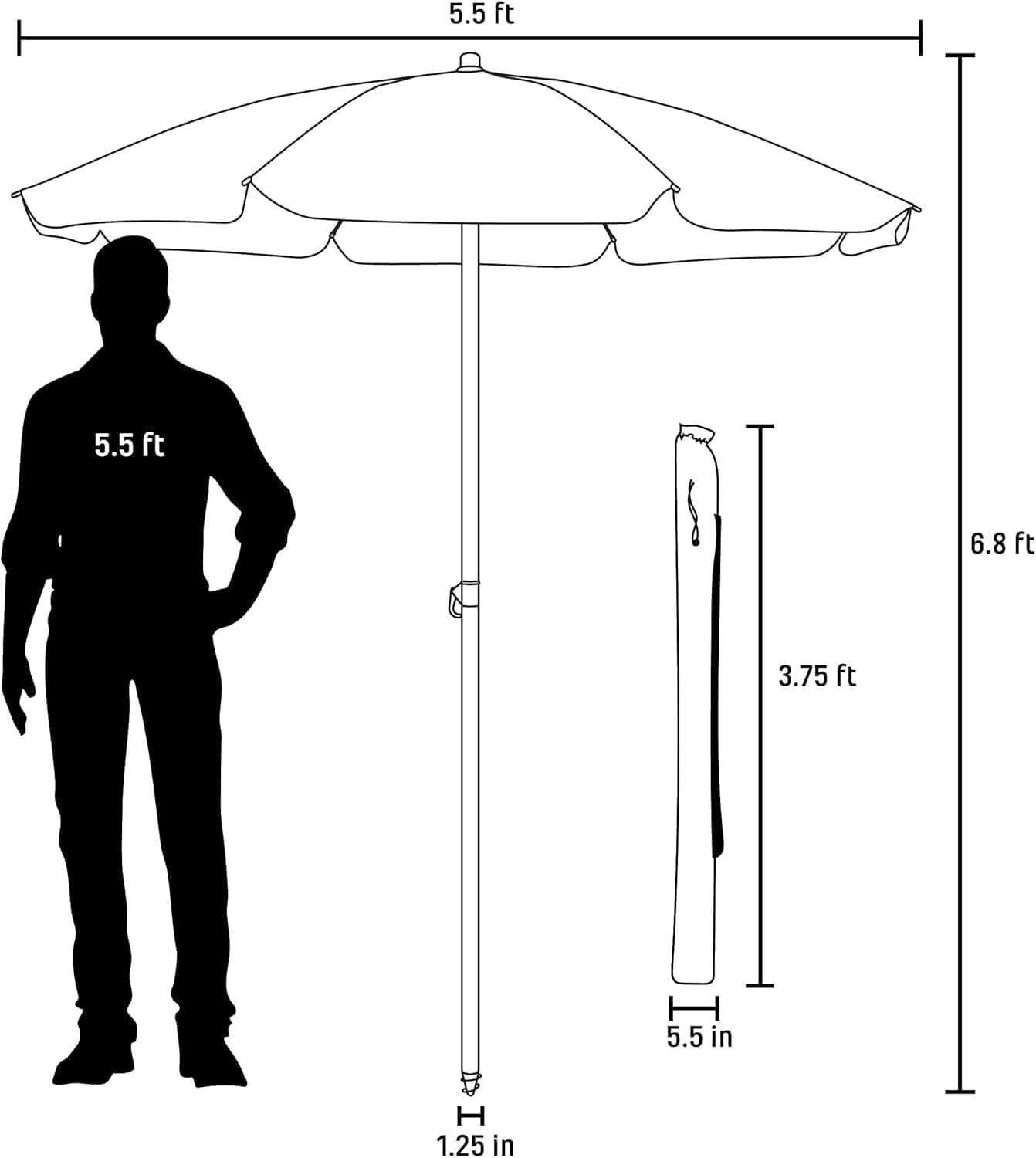 5 5 ft portable beach umbrella lightweight uv protection sunshade with tilt pole carry bag outdoor canopy umbrella for b