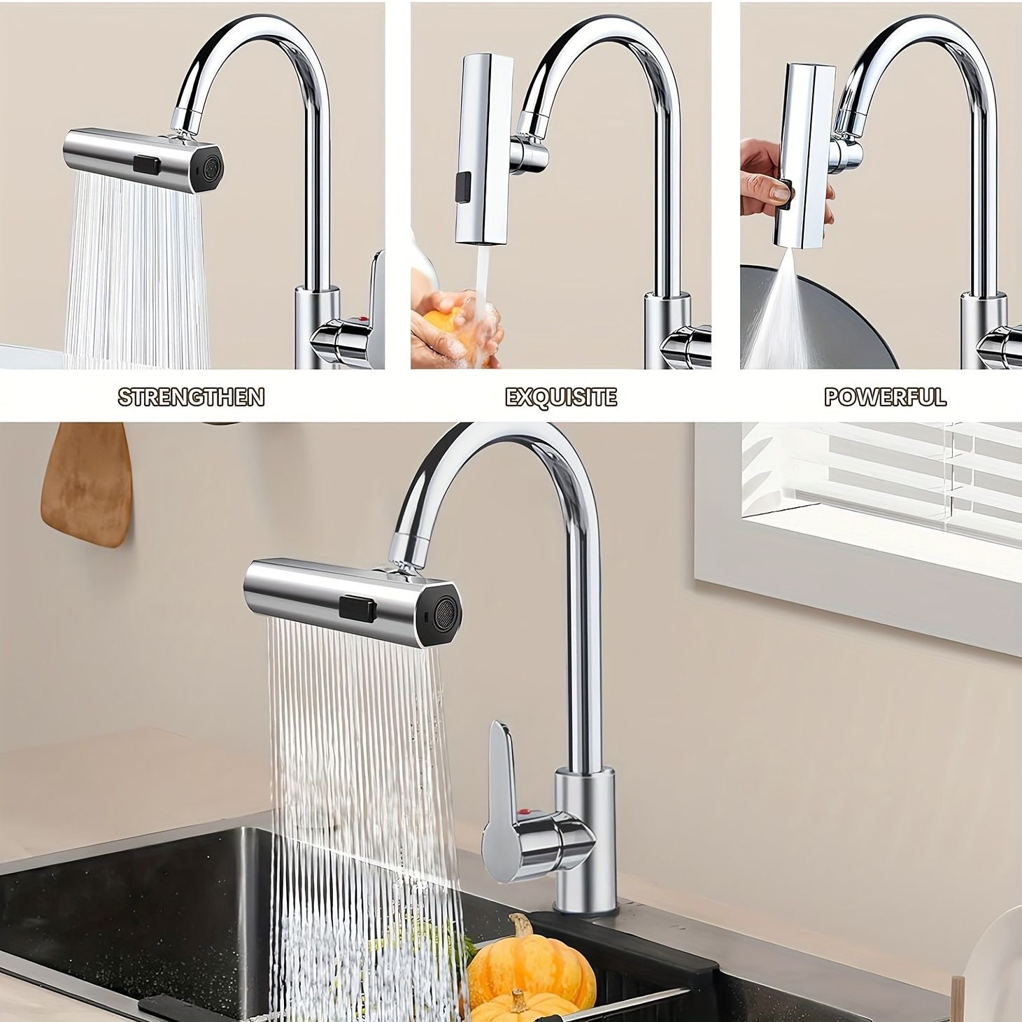 3 in 1 large scale 360 waterfall kitchen faucet touch controlled swivel spout extender for kitchen sink vegetable and fr