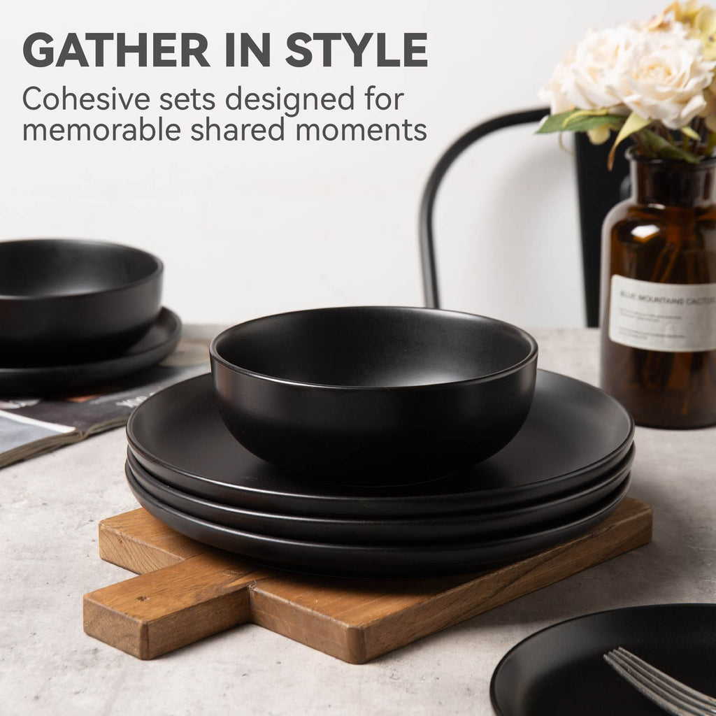 12 piece stoneware dinner plates bowls sets microwave dishwasher safe non toxic dinner plates bowls set stackable matte 