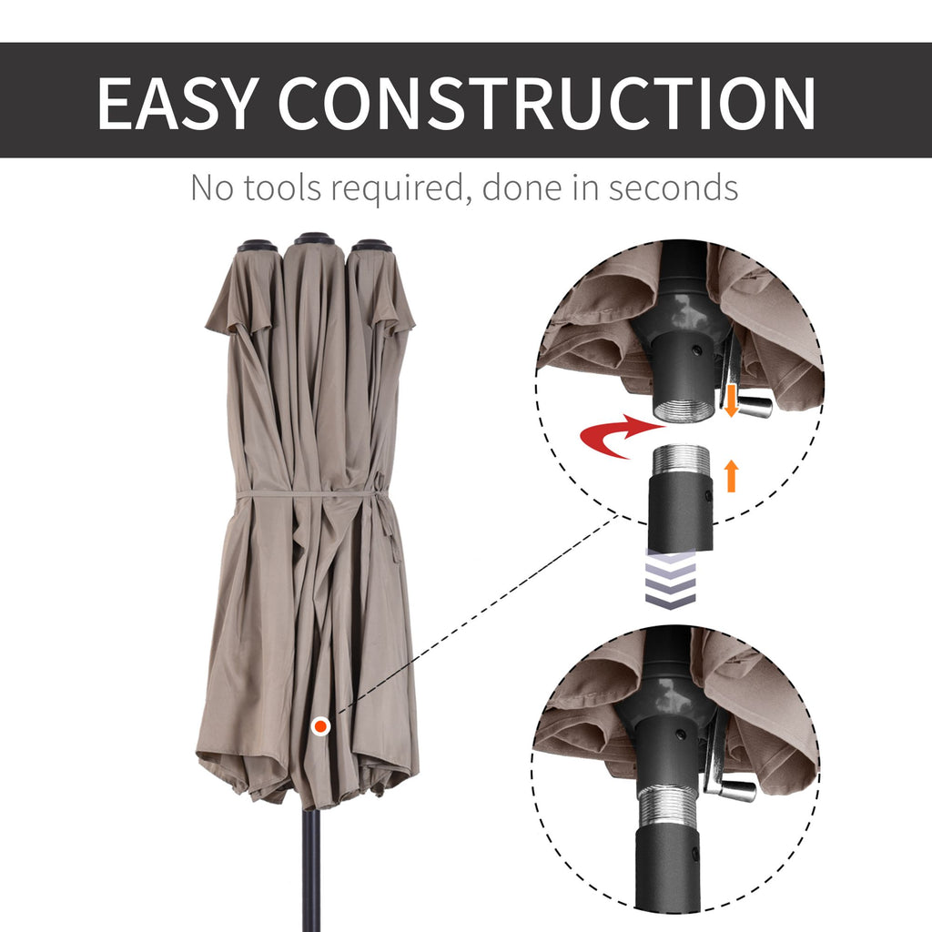 patio umbrella 15ft double sided outdoor market extra large umbrella with crank handle for deck lawn backyard and pool t