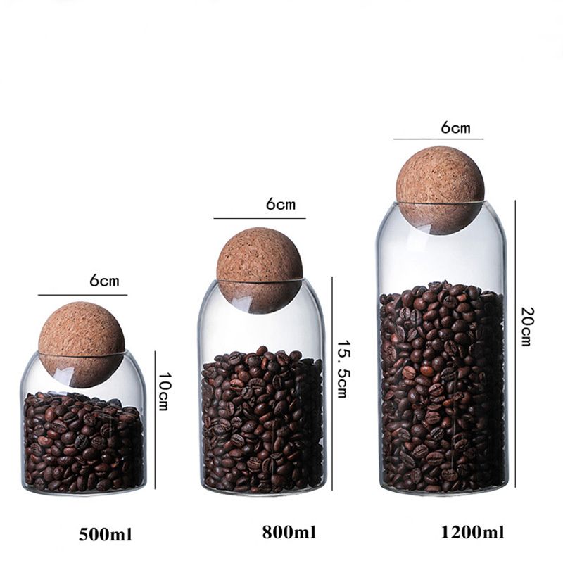 sealed glass storage jar with cork cap perfect for tea coffee dry foods - 