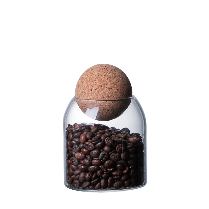 sealed glass storage jar with cork cap perfect for tea coffee dry foods - 