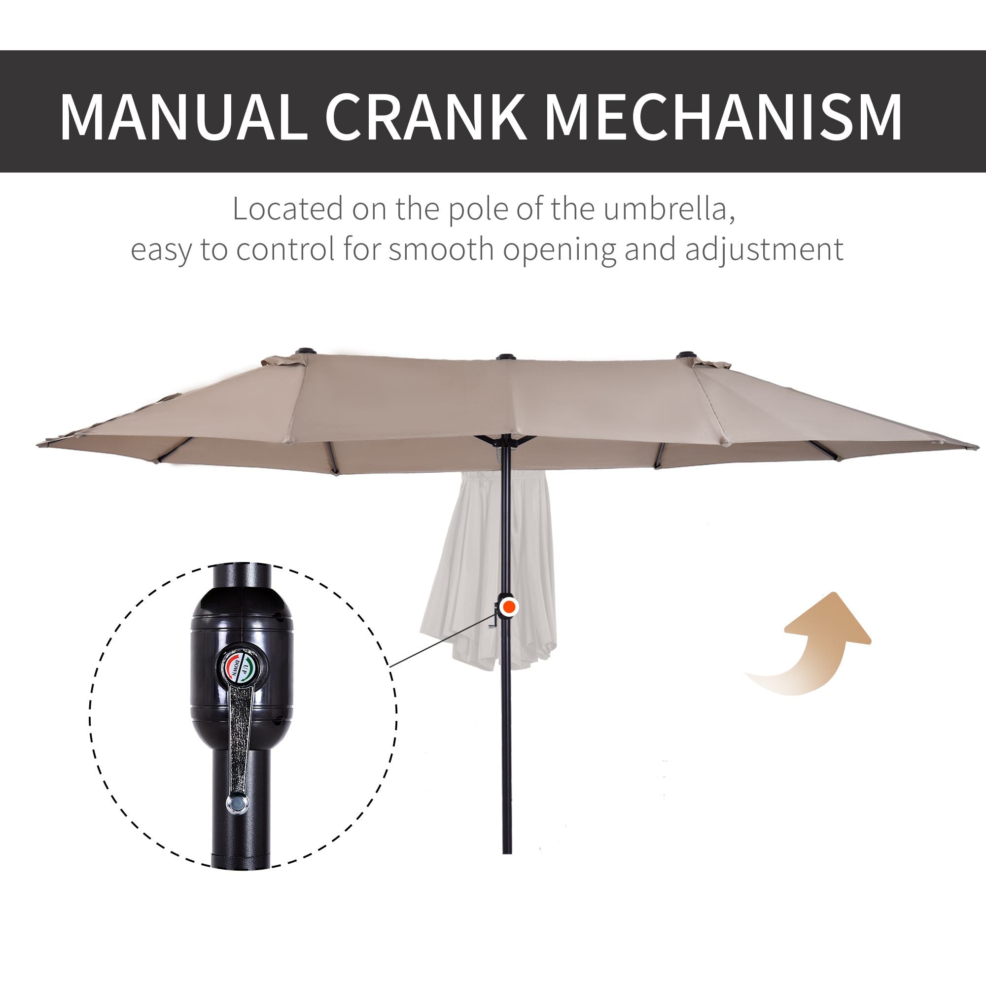 patio umbrella 15ft double sided outdoor market extra large umbrella with crank handle for deck lawn backyard and pool t