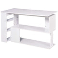 white l shaped corner computer desk with 360 rotating design storage shelves perfect home office workstation - 