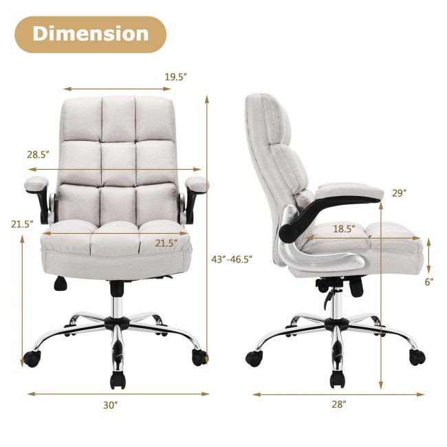 adjustable swivel office chair with high back and flip up arm for home and office - 