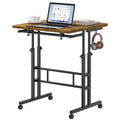 24inch manual height adjustable split top standing desk on wheels sit stand workstation with rolling base space saving t