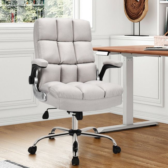 adjustable swivel office chair with high back and flip up arm for home and office - 
