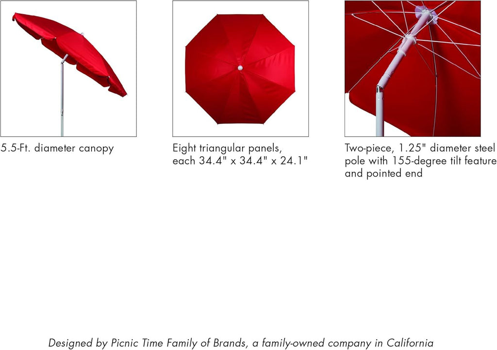 5 5 ft portable beach umbrella lightweight uv protection sunshade with tilt pole carry bag outdoor canopy umbrella for b